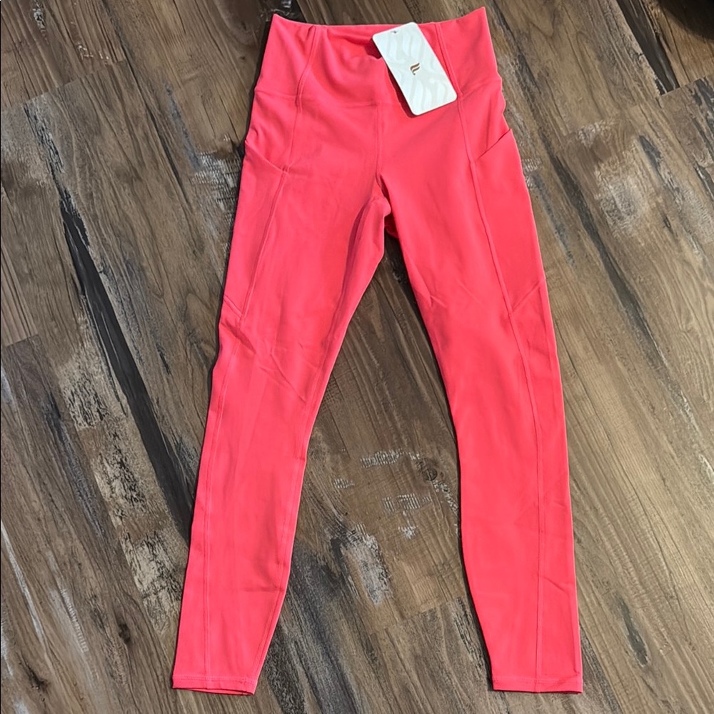 Vibrant Coral Leggings-Fabletics Oasis High-Waisted 7/8 pocket xxs
